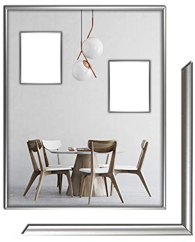 myposterframe Atlas Bilderrahmen 24 x 34 cm Kunststoff 34 x 24 cm Silber mit Kunstglas klar 1 mm