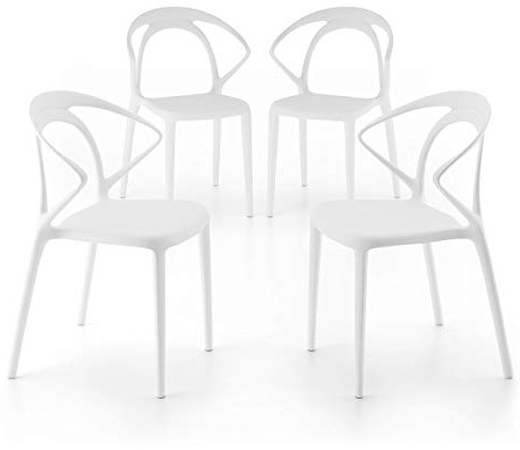MOBILI FIVER, Chaises Olivia, Lot de 4, Blanc, Polypropylène, Chaise pour Cuisine, Jardin, Salon