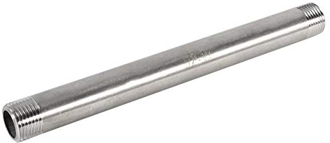 Male Threaded Pipe Fitting 1 Stück 200 mm BSP Edelstahlrohr mit Gewinde SS304 Außengewinde Edelstahlrohr für Luftrohr Kraftstoffrohr(DN15x200mm=1/2)