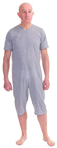 FERRUCCI Pigiama Tutone Sanitario Comfort Manica Corta Pantalone Corto 1 Cerniera/Zip Dietro Schiena Estivo (Grigio, XXL)