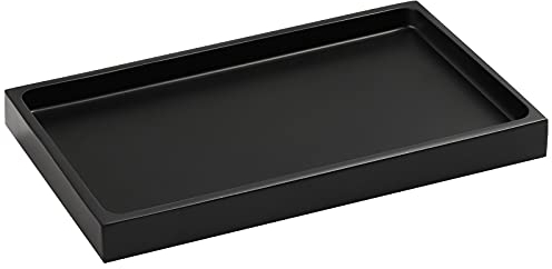 Luxspire Badezimmertablett, Harz Schminktisch Tablett Organizer Deko Rechteckige Bad Schmuckaufbewahrung Servierbrett Schale für Kerzen, Seife, Kosmetik, Schmuck Pflanze - Schwarz
