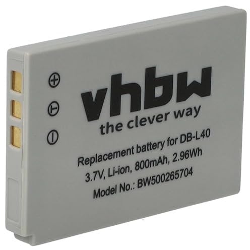 vhbw Akku Ersatz für Sanyo DB-L40AU, DB-L40 für Videokamera Camcorder (800 mAh, 3,7 V, Li-Ion)