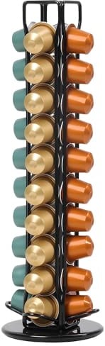 ZECENN Coffee Pod Holder for Nespresso OriginalLine Capsules, Rotating Carousel Coffee Pods Holder Coffee Station Organizer Countertop Storage Rack -Black/40 Pods Capacity