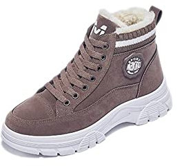 SWZEC Donna Neve Stivali Inverno Stivaletti da Escursionismo Scarpe da Trekking Cotone Scarponcino Foderata Caldo Antiscivolo Comode Marrone 38