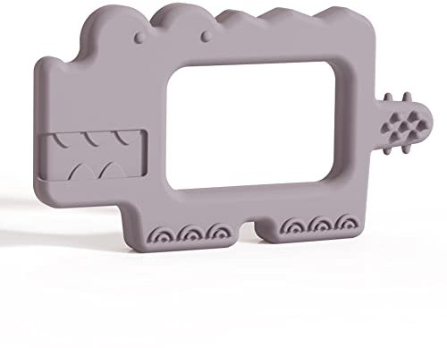 Moonkie Anneau Dentition Bebe, Jouet Dentition Bébé Silicone, Grignoteuse Bébé, Anneaux de Dentition sans BPA, Cadeau Naissance, Brosse a Dent pour Bébés 0-6 6-12 Mois(Crocodile Violet Brouillard)