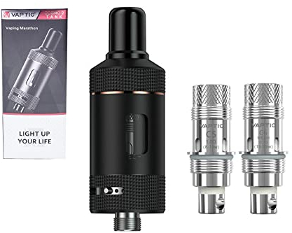 VAPTIO Cosmo 2 Tanque de Sub ohmios de Capacidad de 2,0 ml con Bobina Cosmo de 2 piezas, sin líquido sin nicotina (negro)
