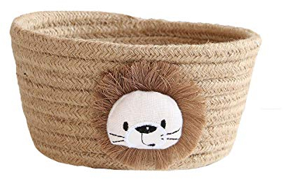 Gewebter Aufbewahrungskorb Korb Kleine Süße Aufbewahrungsbox Baumwollseil Geflochten Spielzeug Körbe Aufbewahrung Regalkorb für Mehrzweck Behälter Home Office Desktop Organizer Deko,Jute Löwe