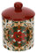 HERVIT Biscottiera natalizia verde, rosso e oro in porcellana 11,5x16 cm