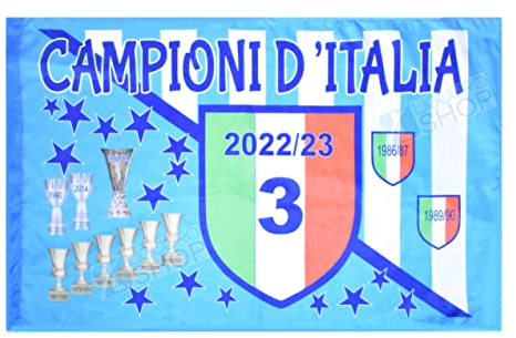Flagge Große Neapel 190 x 150 cm, Party 3. Scudetto Champions Italiens Fußball Tifosi Blau Flagge