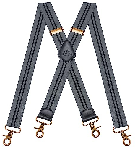 Dresime Tirantes para hombre, de 3,5 cm de ancho, con 4 clips extrafuertes, X Forma Tirantes Caballero Adjustable para hombre y mujer