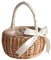SMELEYOU Osterkorb Blumenmädchen Korb Blumenmädchen Geschenke mit Griff Geflochtener Weidenkorb Rattan Blumenkorb Süßigkeiten Aufbewahrungskorb Für Hochzeitsdeko S Weiß
