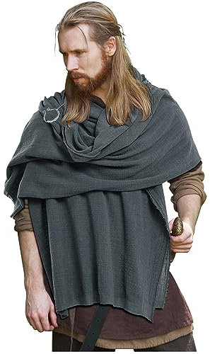 keland Chal Medieval Capa Echarpe Estola Bufanda Larga con Broche para Mujer Hombre (Gris)