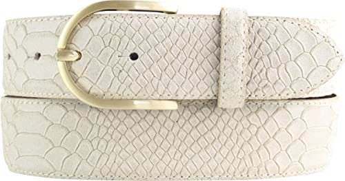 BELTINGER Damen-Gürtel mit Pythonprägung 4 cm | Leder-Gürtel für Damen 40mm Schlangen-Optik | Schlangen-Muster mit goldener Gürtelschließe | Mist 115cm