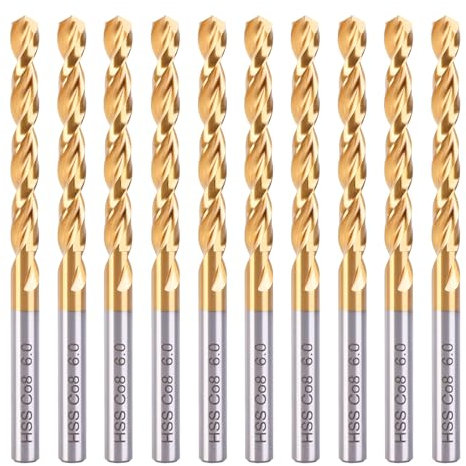 Twstprt M42 Kobalt-Bohrer-Set, metrisch, 6 mm, 10 Stück, Metallbohrer-Set für Stahl, titanbeschichtetes HSS-Co-Metallbohrer-Set für Stahl, Edelstahl, Bolzen und Bolzen