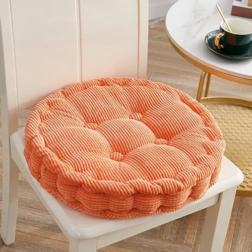 Sitzkissen Outdoor, 2er Set Stuhlkissen 50x50cm, Dicke Bodenkissen, Sitzpolster Outdoor für Bank und Gartenstuhl(Runde,Orange,50 x 50 cm)