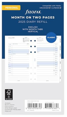 Persönlicher Monat auf zwei Seiten, englisches Blockformat, Reiter 2025