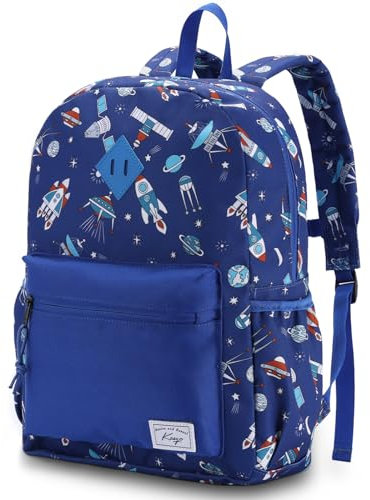 Kasgo Kinderrucksack Jungen, Niedlich Schulrucksack für 6-8 Jährige Mädchen Wasserabweisend Tagesrucksack Vorschulrucksack Kindergartentasche mit Brustgurt Rakete
