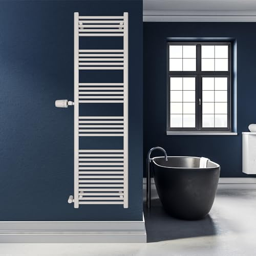 SHV Badheizkörper Andromeda mit Seitenanschluss in Weiß | Heizkörper für Badezimmer, Handtuchhalter für Wand im Bad, Handtuchheizkörper, hochwertiger Handtuchtrockner (500x1800 (Anschluss 900) mm)