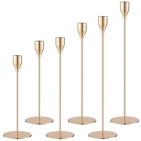 Portaandele da tavolo,6 Candelabro in metallo,dimensioni diverse 33/29/23cm,Design retrò,portacandele nuziali,Ideale per cene romantiche a lume di candela, anniversari, matrimoni e feste di compleanno