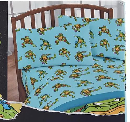 Jay Franco Bettwäsche-Set für Doppelbett, 3-teiliges Kinder-Set (TMNT Ninja Turtles)