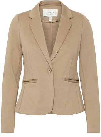 b.young BYRizetta Damen Blazer Jackenblazer Anzugsblazer mit Stretch Reverskragen 1-Knopf-Form Paspeltaschen Slim fit, Größe:46, Farbe:Sepia Tint Melange (1713141)
