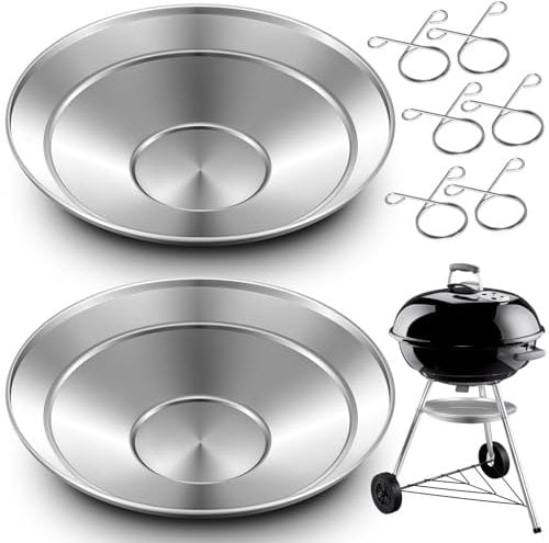 MorningRo 2 Pcs 13-1/2 Diameter Ash Catcher Pan Ash Pan for Charcoal Grill Compatible with Weber for Grill Replacement Parts