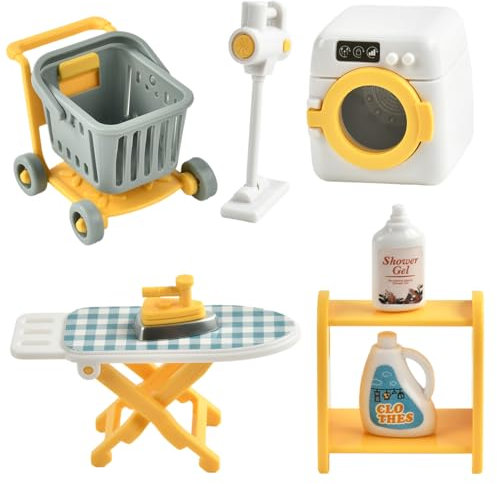 Accessoires Maison de Poupee, Meuble Maison Poupee, Accessoires pour Mini Buanderie Objet Miniature 1/12 pour Décoration de Maison de Poupée, Mini Buanderie Mobilier, Micro Paysage DIY