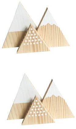 PRETYZOOM 6 Pz Decorazione in Legno segni di Montagna Triangolo Arredamento della casa Decorazioni da scrivania Ornamento di Montagna di Simulazione Ornamento in Legno bambù Bianca