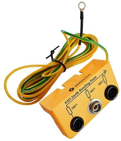 BERNSTEIN ESD Erdungsbaustein | Erdungsstecker mit 10mm Druckknopf & 4mm Bananenstecker für ESD Erdungsband & Erdungsmatte