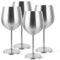 DAJAVE Edelstahl Weingläser 4er Set 500ml Cocktailgläser aus Edelstahl, Camping Weingläser Unzerbrechlich, Robust & Tragbare Metall Kelche, Champagner Gläser Set für Partys, Picknicks (Silber)