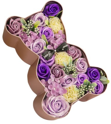 Rose Soap Blumen in GeschenkBox, Faszinierende Duft von Rosen, Hübsche Form, Farbverlauf Farbe，Jubiläum/Hochzeit/Valentinstag Box Soap Rose Flower Geschenkbox, lebensechte Herzform Soap Flowers
