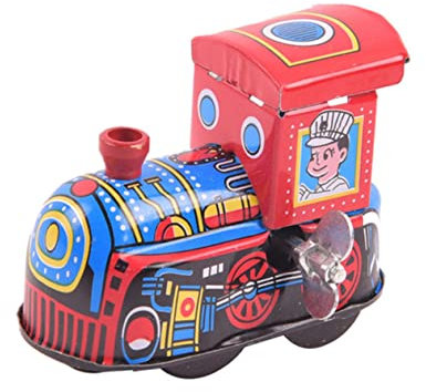 COSMEVIVI Blechlokomotive Uhrwerk Aufziehspielzeug aus Blech Autodekoration Vintage-Roboter Kinder Zug Spielzeug kinderspielzeug Blechspielzeug Kinder Wickeln den Zug ab Eisenblech rot