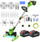 Desbrozadora Bateria 21V, Cortabordes Bateria, Desbrozadora Electrica 5 en 1 Cortabordes Electrico con 2 Baterías, 2 Cepillo de Malas Hierbas, Desbrozadora con Ruedas, Cabezal Pivotante 90°,Green