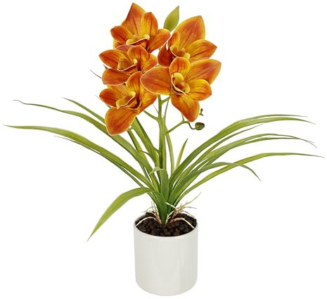 Flair Flower Künstliche Orchidee 40cm im Topf Kunstorchidee Blume Kunstblumen Kunst Orchidee Kunstorchidee Phalaenopsis Kunstpflanze wie echt Hochzeit Deko Seidenblume Real Touch Blüte Tischgesteck