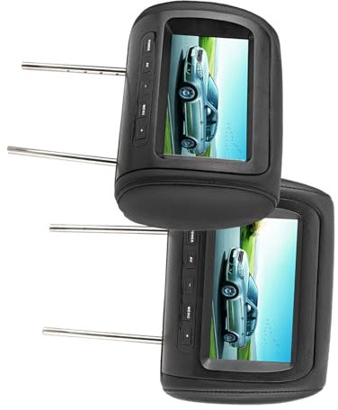XTevu 2pcs 7 in Control Adjustable Headrest LCD Video Monitor, MP5 Display, Black Car Entertainment System, Rear Seat Video Screen