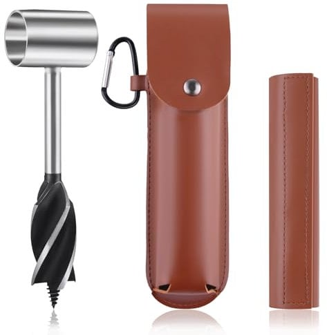 LEONTOOL Bushcraft Settlers Tool Hand Auger Wrench for Easy Wood Drilling, Scotch Eye Wood Drill Peg and Manual Hole Maker for Camping, Bushcrafting and Woodworking, with Protective Case and Hook