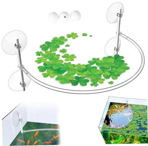 Hbbgdiy Aquarium Floating Plant Barrier, Plastic Fish Feeding Ring with Suction Cups, Auto-Adjusts Height with Water Level Aquarium Accessories