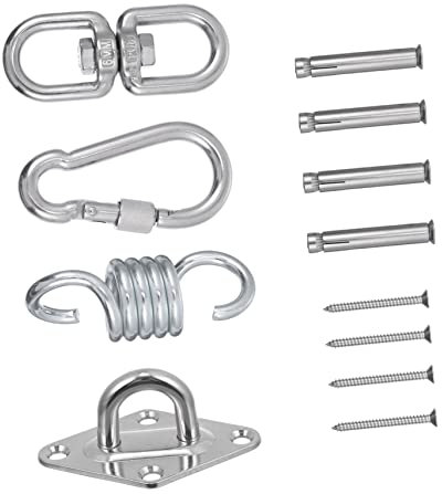 WHAMVOX Hook Set Includes Hook Mount Spring Snap Swivel for Outdoor Hammock Chair Hanger Use in Playground