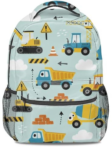 Sac à dos pour enfants, motif véhicules de construction de dessins animés, sac d'école, léger et durable, style 2, L