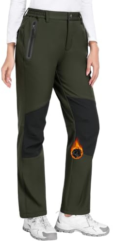 PASUDA Pantaloni Trekking Donna Termici Pantaloni Sci Invernali Impermeabili Felpati Pantaloni Foderati in Pile Softshell Elastico in Vita per Sportivi Neve Montagna Outdoor Lavoro