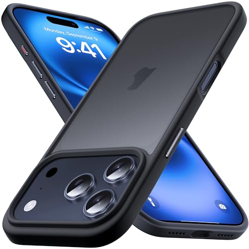 Anqrp Zero Serie für iPhone 17 Pro Hülle Kompatibel Induktive Aufladung, Transluzente Matte Slim Handyhülle Militärische Klasse Stoßfest Robuste Schutzhülle, Schwarz