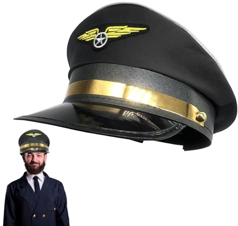 Huxibai Pilotenhut, Pilotenhut für Erwachsene, Kapitän der Gesellschaft Flugzeug, Pilotenmütze, Marine Pilotenhut für Erwachsene | Fluggesellschaft Mottoparty Hut