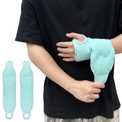 Crynvor 2 Stück Kühlpack Wiederverwendbare, Kühlpads Gel für Kalt- und Warmkompressen, Kühlakku Gel, Kühlkissen, Kühlkompresse, Kühlmanschette Handgelenk für Beine, Arme(Blau, 45.5cm × 10.5cm)