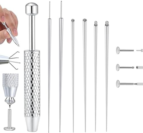 6 Pcs Piercing Tool Kit,Piercing Ball Grabber and Opener Set,Multifunctional Piercing Tools,for Changing Jewellery Threadless Insertion Pin Screw On Body Piercings Kit for Ear,Nose,Navel,Lip