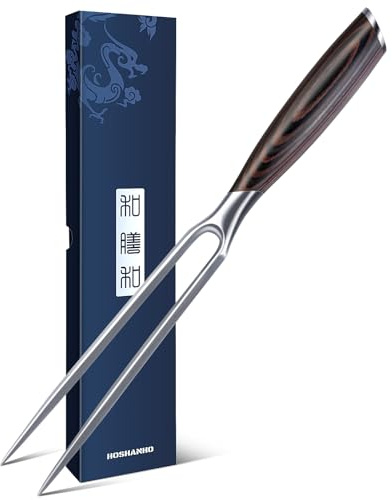HOSHANHO Meat Fork 7 Inch, Razor Sharp Double-Prong Carving Fork for Meat, Professional Japanese High Carbon Stainless Steel Kitchen Serving Fork for Turkey and Barbecue