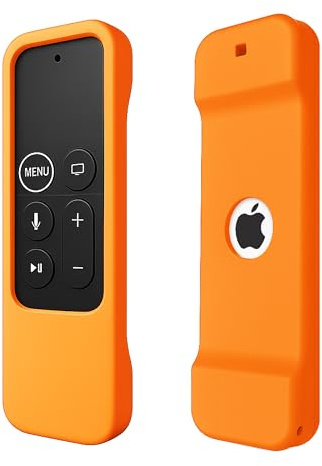 IRAINSUN Silicone Case Compatible with Apple TV Siri Remote 1st Gen, Anti-Slip Shockproof Protective Cover for Apple TV HD / 4K Remote (2015/2017) (Orange)