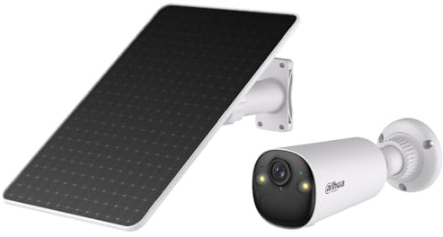 Dahua BF4C Überwachungskamera Aussen Solar 4MP mit 2.5K HD & 122° Blickfeld - Solar Kamera, WLAN Kamera Outdoor mit KI-Erkennung, Farbnachtsicht, IP66, Zwei-Wege-Audio, Weiß