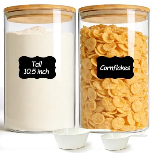 ComSaf Glasbehälter Vorratsgläser mit Deckel Groß für Mehl 3,8 L, 2er Set | Vorratsdosen, Mehl, Reis, Cornflakes, Nudeln, Familienvorrat, Speisekammer und Vorratsschrank