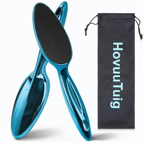 HovuuTuig Nano Glas Hornhautentferner (Blau(with bag)) | Sanfte Fußpflege mit Langgriff für nasse & trockene Füße Schnelle Hornhautentfernung