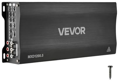 VEVOR Amplificador para Automóvil 5 Canales Clase D, 4 Canales Máximo 4 x 100W a 4 ohmios / 4 x 200W a 2 ohmios y 1 x 1000W a 2 ohmios / 1 x 500W a 4 ohmios, Amplificador de Audio para Coche Sedán SUV